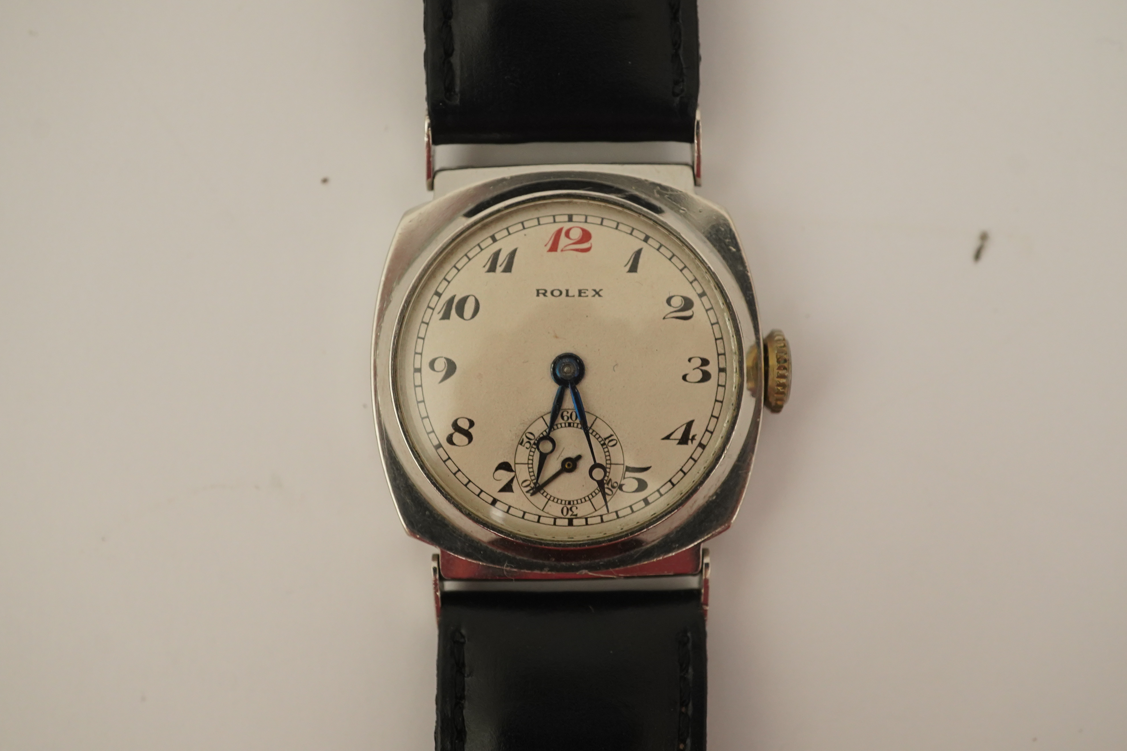 A gentleman's rare 1940's? platinum Rolex manual wind wrist watch